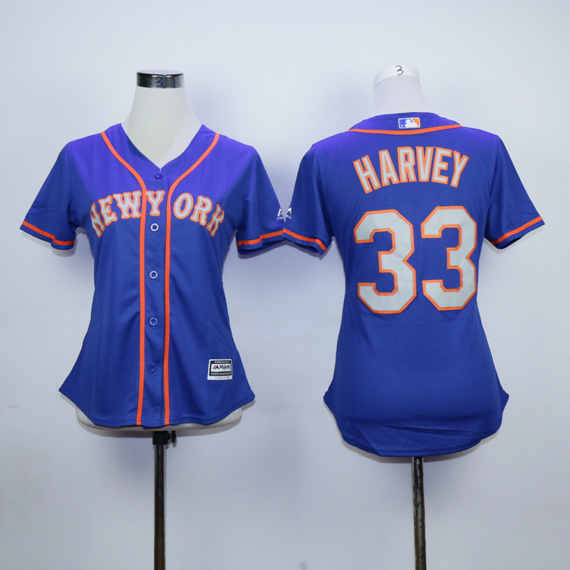 Women New York Mets #33 Harvey Blue MLB Jerseys->youth mlb jersey->Youth Jersey